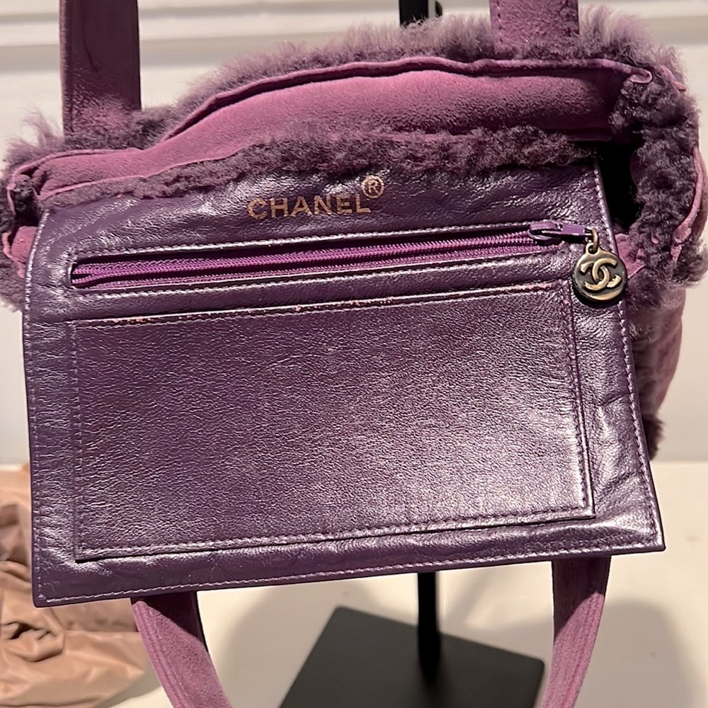 CHANEL Purple Shearling Mini Logo Handbag (Authentic Pre-Owned) - Picture 11 of 14